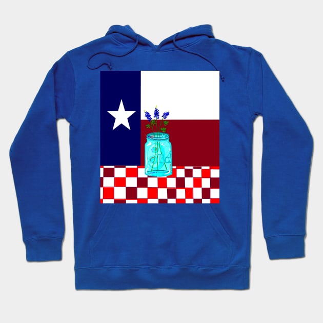 Texas State Flower and Texas Flag Vintage Hoodie by YudyisJudy